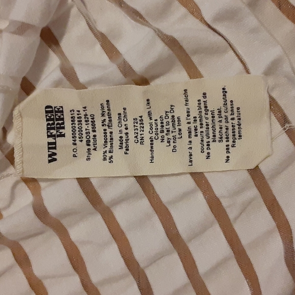 Aritzia Wilfred Free Marikka White Sheer Stripe Long Sleeve Top Size S - Picture 9 of 9